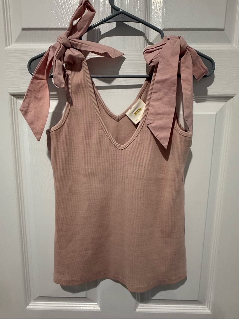 Anthropologie Dusty Rose Tie-Shoulder V-Neck Tank